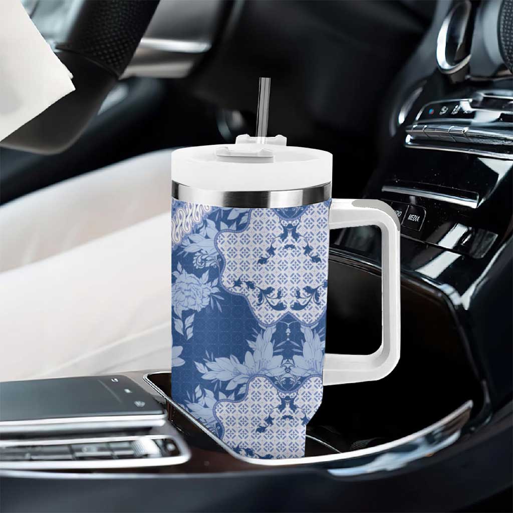 Indonesia Javanese Batik Nelson Mandela Madiba Blue Tumbler With Handle LT15
