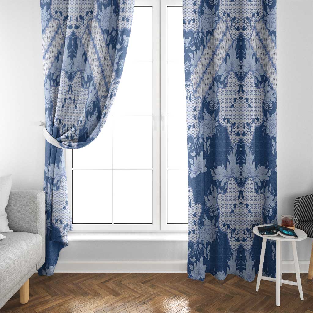 Indonesia Javanese Batik Nelson Mandela Madiba Blue Window Curtain - African Pride
