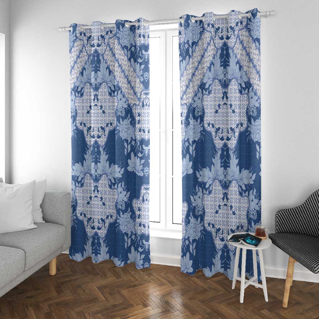Indonesia Javanese Batik Nelson Mandela Madiba Blue Window Curtain - African Pride