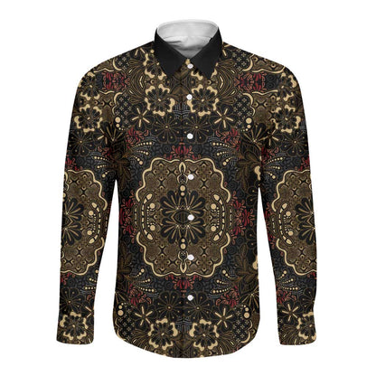 Indonesia Javanese Batik Nelson Mandela Madiba Vintage Style Long Sleeve Button Shirt - African Pride