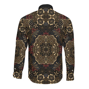 Indonesia Javanese Batik Nelson Mandela Madiba Vintage Style Long Sleeve Button Shirt - African Pride