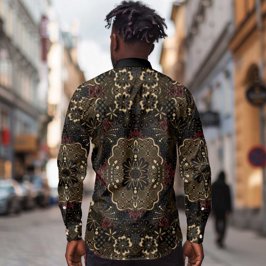 Indonesia Javanese Batik Nelson Mandela Madiba Vintage Style Long Sleeve Button Shirt - African Pride