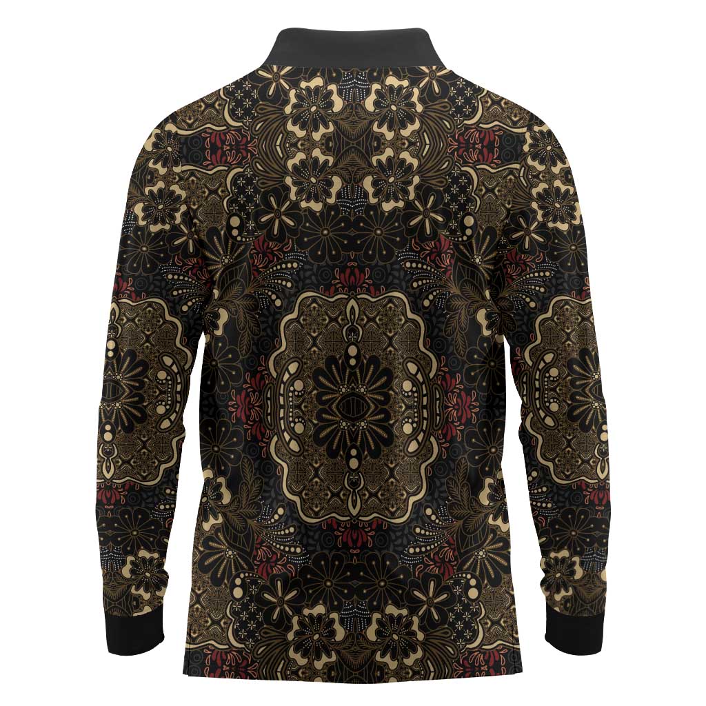 Indonesia Javanese Batik Nelson Mandela Madiba Vintage Style Long Sleeve Polo Shirt - African Pride