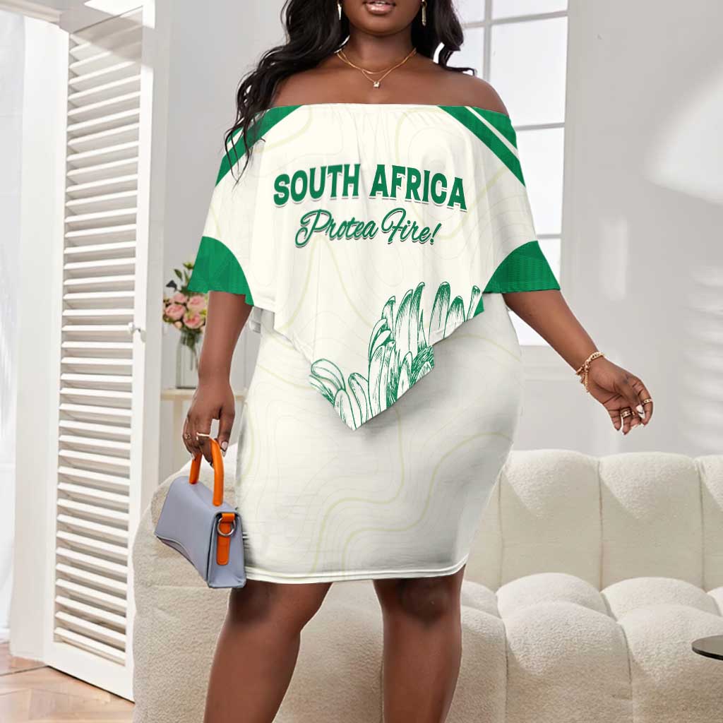 Custom South Africa Cricket Off Shoulder Short Dress We Are Champions - African Pride