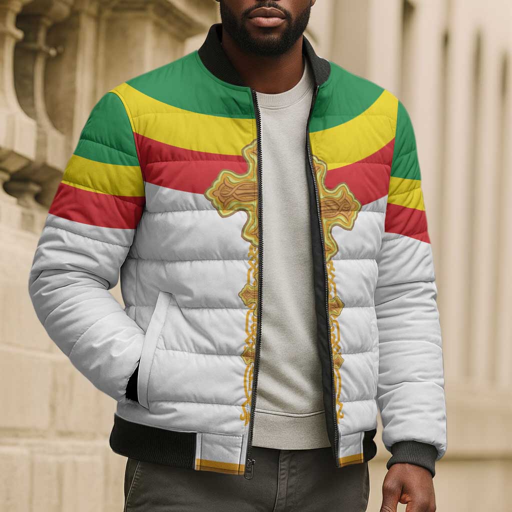 Ethiopia Meskel Bomber Puffer Jacket Ethiopian Cross