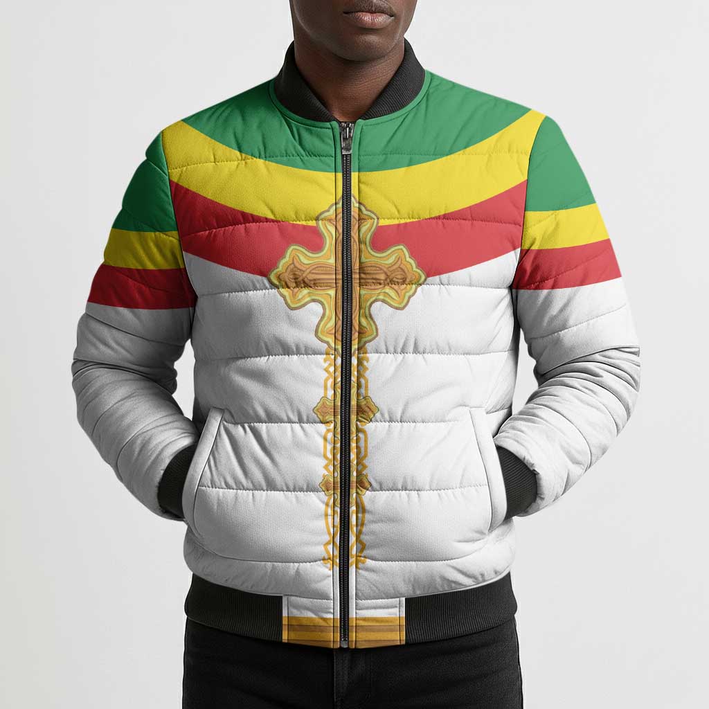 Ethiopia Meskel Bomber Puffer Jacket Ethiopian Cross