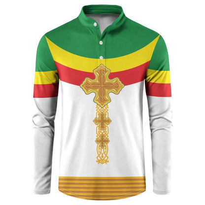 Ethiopia Meskel Button Sweatshirt Ethiopian Cross