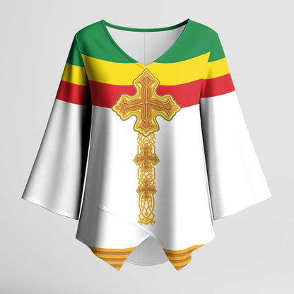Ethiopia Meskel Kimono Sleeve Blouse Ethiopian Cross