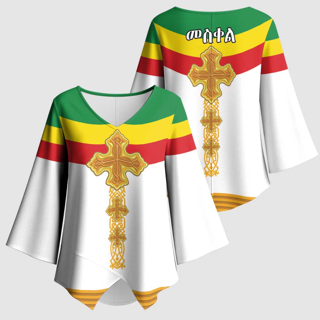 Ethiopia Meskel Kimono Sleeve Blouse Ethiopian Cross