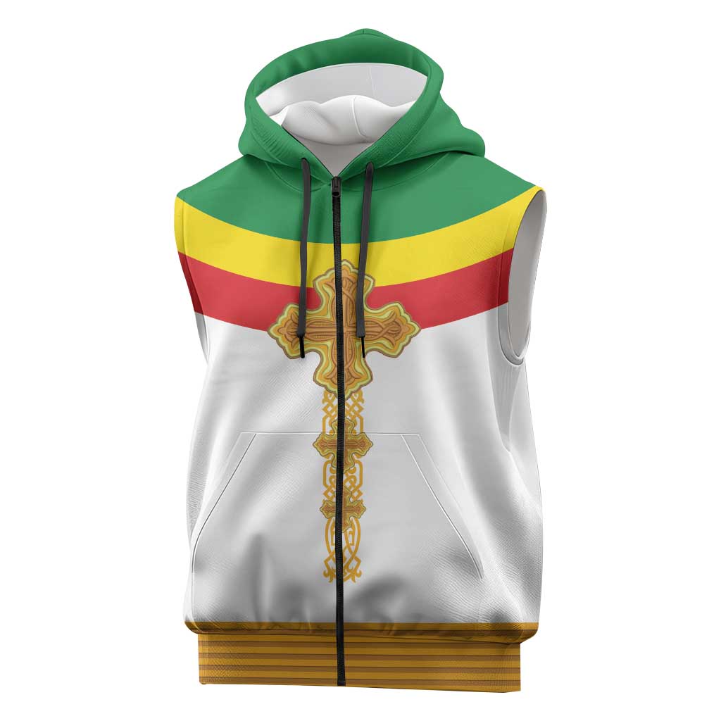 Meskel Ethiopia Sleeveless Zip Hoodie True Cross - African Pride