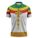 Ethiopia Meskel Zipper Polo Shirt Ethiopian Cross