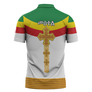 Ethiopia Meskel Zipper Polo Shirt Ethiopian Cross