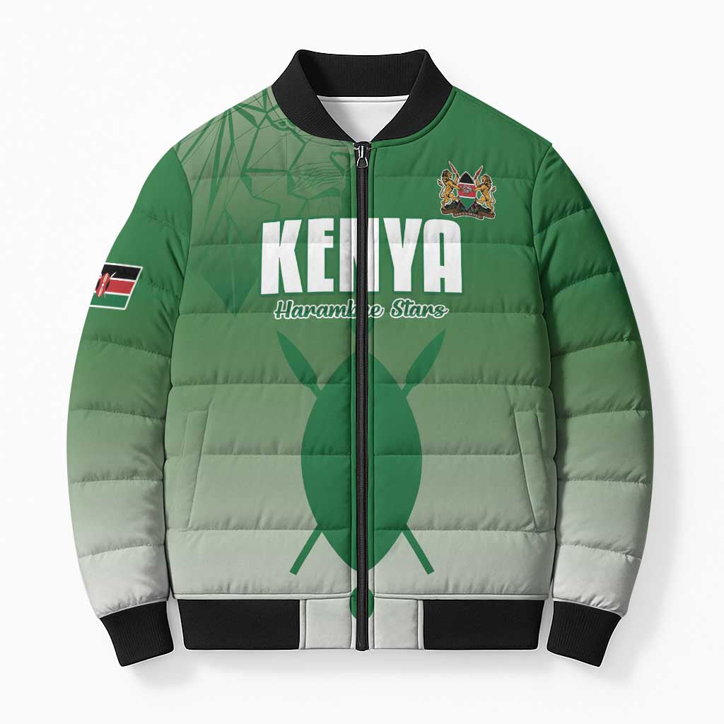 Custom Kenya Football Bomber Puffer Jacket Go Champions Harambee Stars