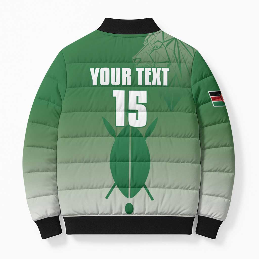Custom Kenya Football Bomber Puffer Jacket Go Champions Harambee Stars