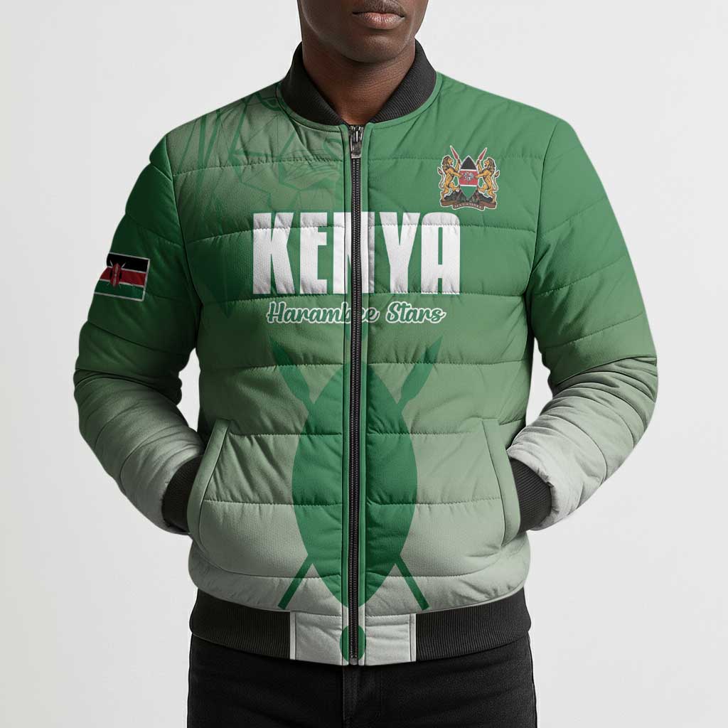 Custom Kenya Football Bomber Puffer Jacket Go Champions Harambee Stars