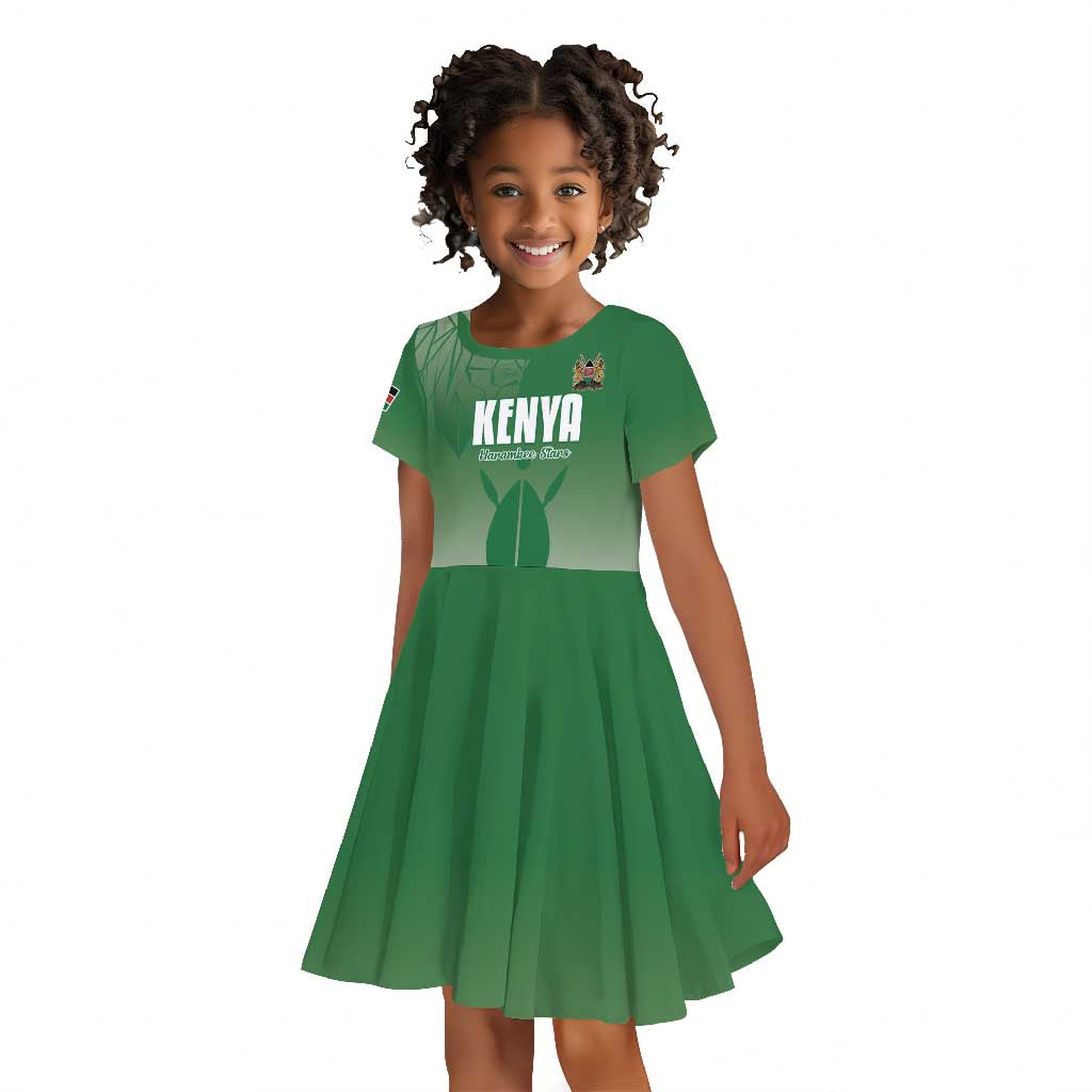 Custom Kenya Football Kid Short Sleeve Dress Go Harambee Stars - African Pride
