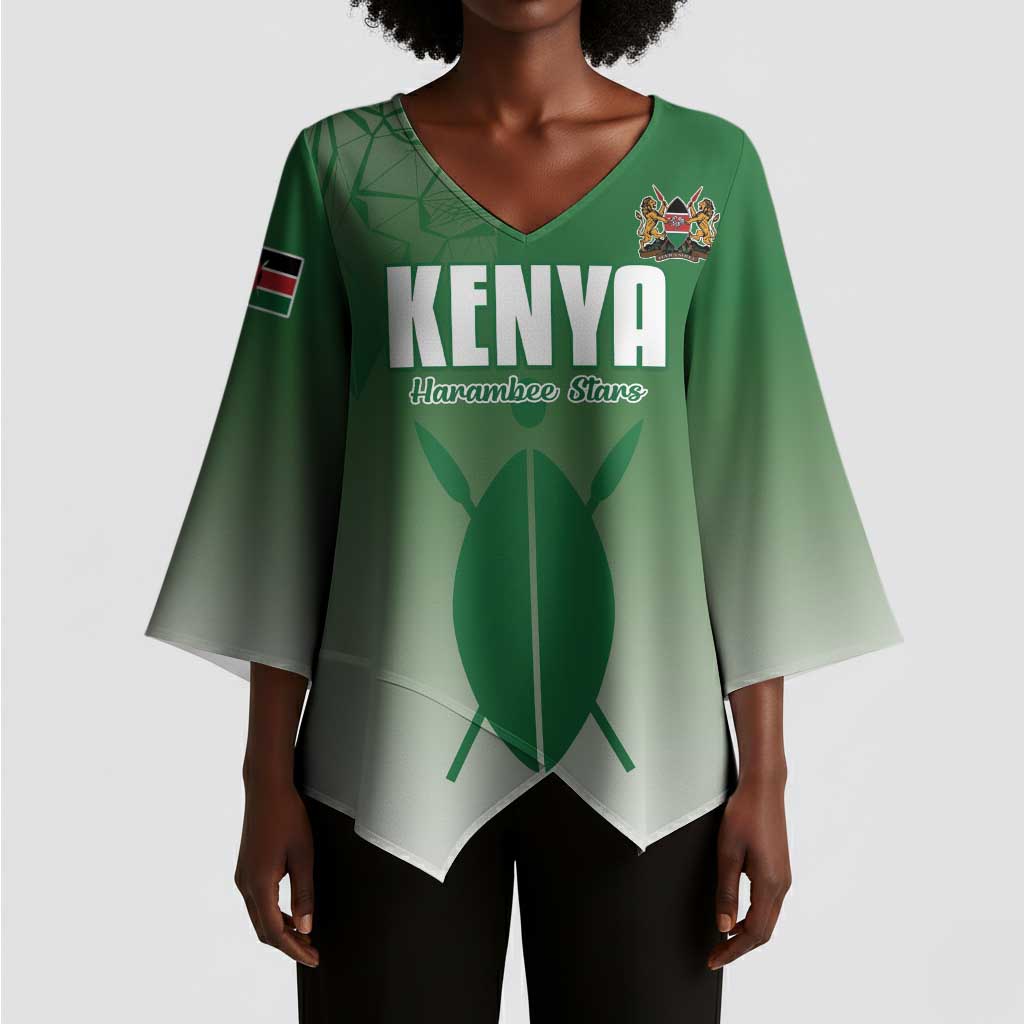 Custom Kenya Football Kimono Sleeve Blouse Go Champions Harambee Stars