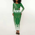 Custom Kenya Football Long Sleeve Bodycon Dress Go Harambee Stars - African Pride