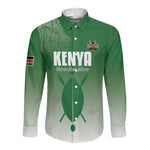 Custom Kenya Football Long Sleeve Button Shirt Go Harambee Stars - African Pride