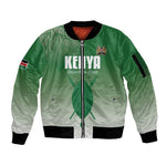 Custom Kenya Football Sleeve Zip Bomber Jacket Go Harambee Stars - African Pride