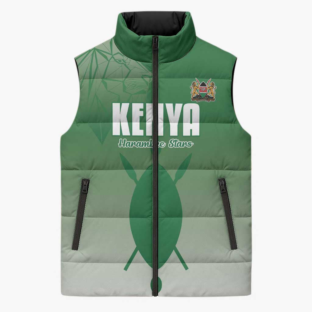 Custom Kenya Football Sleeveless Puffer Jacket Go Champions Harambee Stars