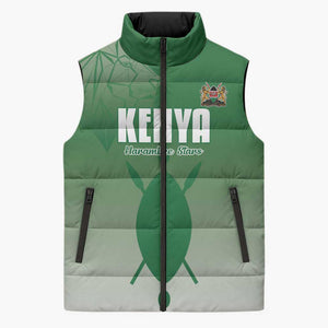Custom Kenya Football Sleeveless Puffer Jacket Go Champions Harambee Stars