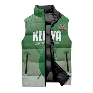 Custom Kenya Football Sleeveless Puffer Jacket Go Champions Harambee Stars