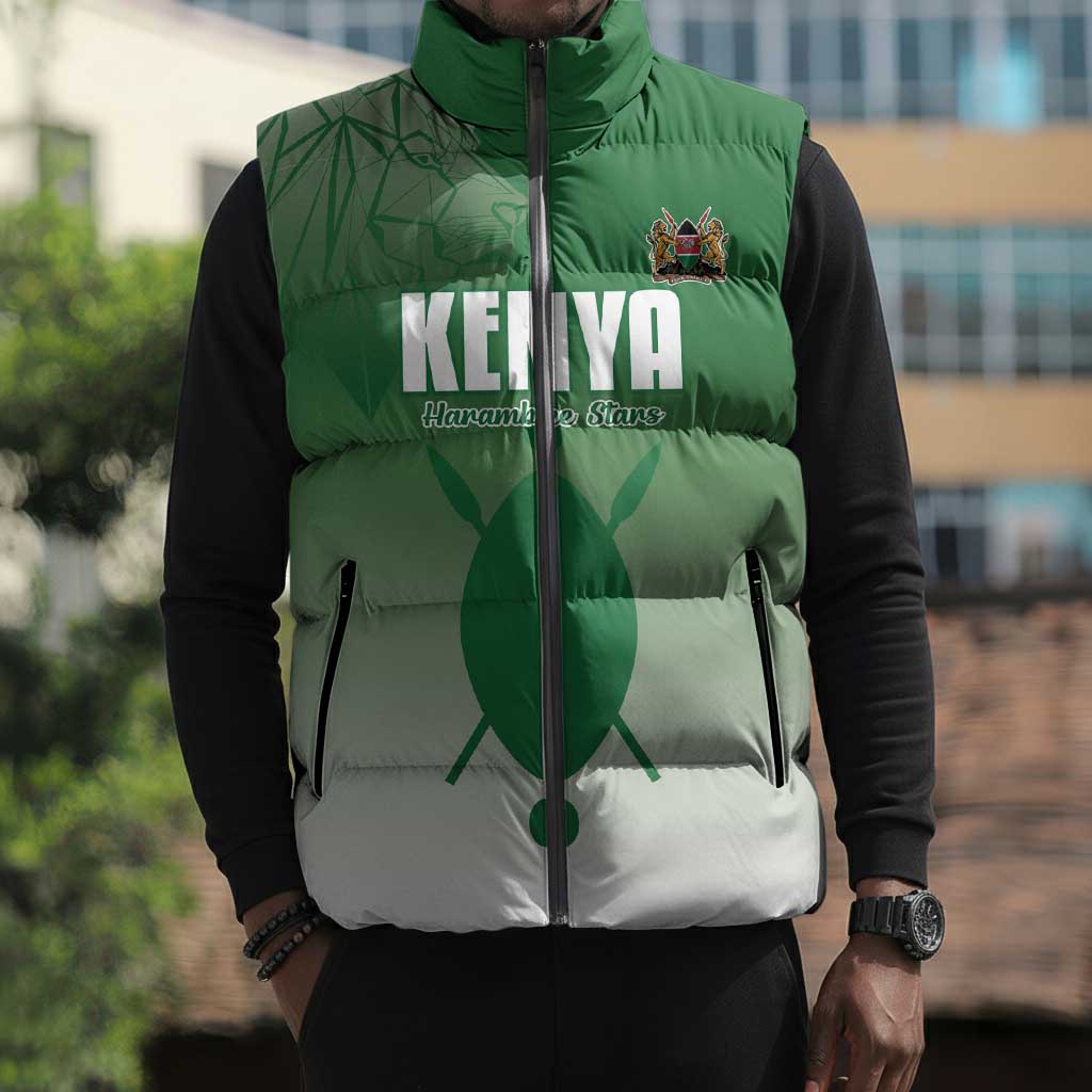 Custom Kenya Football Sleeveless Puffer Jacket Go Champions Harambee Stars
