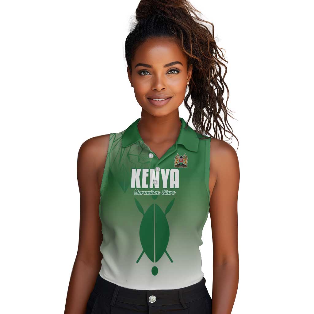Custom Kenya Football Women Sleeveless Polo Shirt Go Harambee Stars - African Pride
