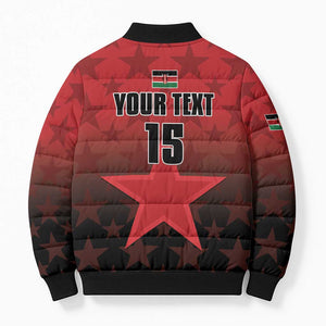 Custom Kenya Football Bomber Puffer Jacket Go Harambee Stars - Red Jersey