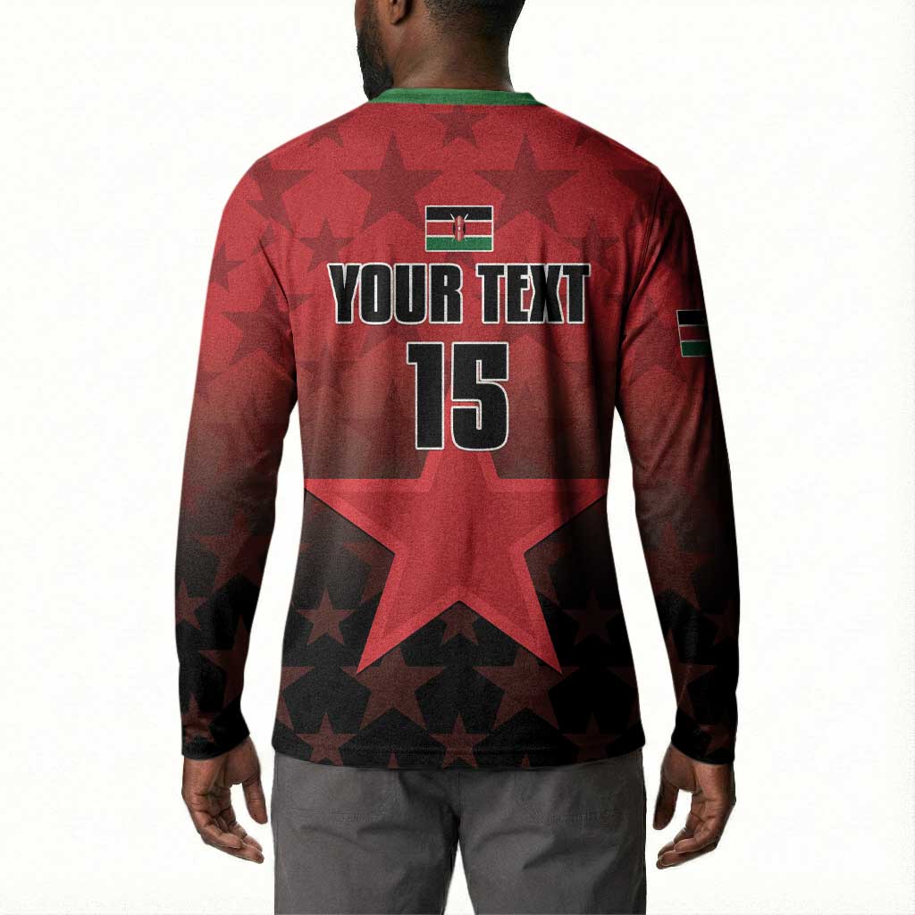 Custom Kenya Football Button Sweatshirt Go Harambee Stars - Red Jersey