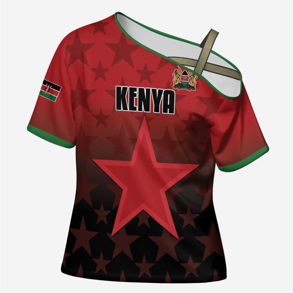 Custom Kenya Football Cross Shoulder Shirt Go Harambee Stars - Red Jersey