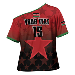 Custom Kenya Football Cross Shoulder Shirt Go Harambee Stars - Red Jersey