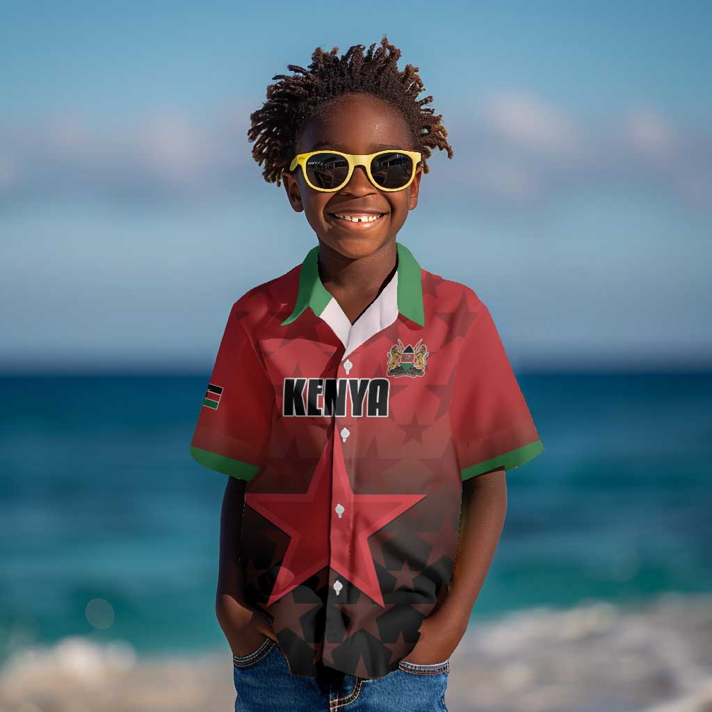 Custom Kenya Football Kid Hawaiian Shirt Harambee Harambee Stars - Red Jersey - African Pride
