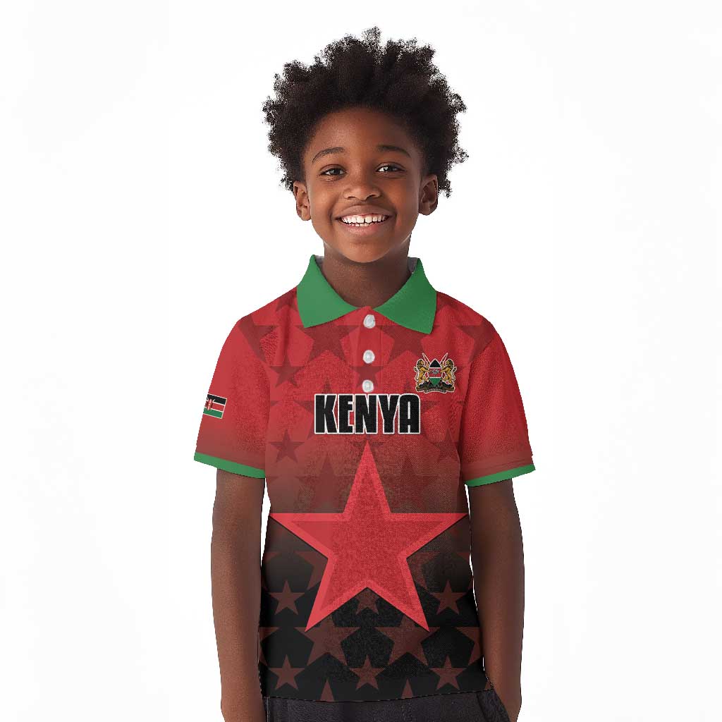 Custom Kenya Football Kid Polo Shirt Harambee Harambee Stars - Red Jersey - African Pride
