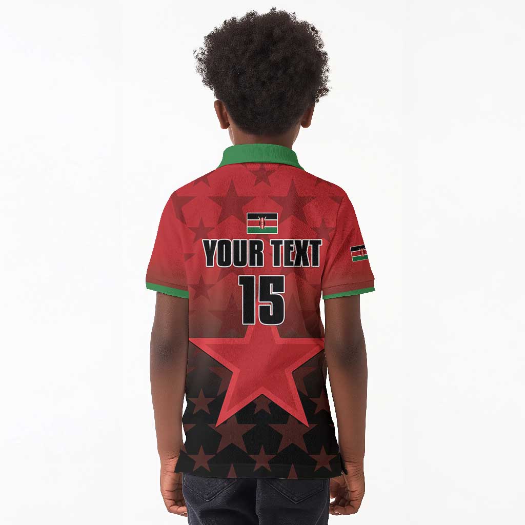 Custom Kenya Football Kid Polo Shirt Harambee Harambee Stars - Red Jersey - African Pride
