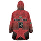 Custom Kenya Football Kid Wearable Blanket Hoodie Harambee Harambee Stars - Red Jersey - African Pride