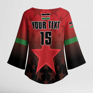 Custom Kenya Football Kimono Sleeve Blouse Go Harambee Stars - Red Jersey