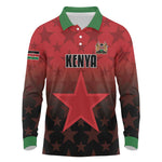 Custom Kenya Football Long Sleeve Polo Shirt Harambee Harambee Stars - Red Jersey - African Pride