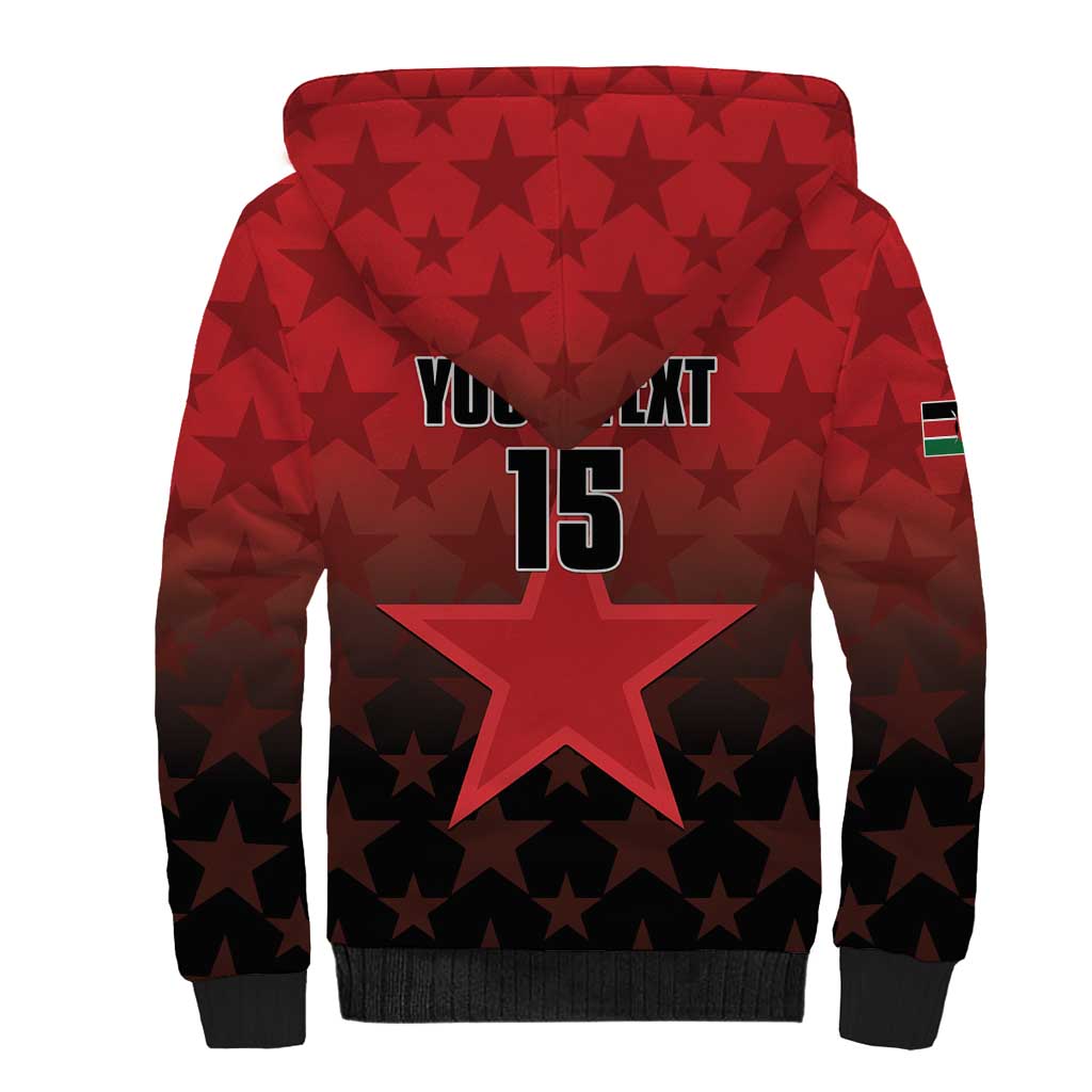 Custom Kenya Football Sherpa Hoodie Harambee Harambee Stars - Red Jersey - African Pride
