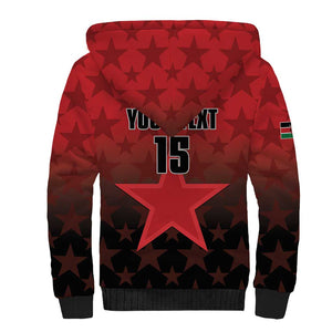Custom Kenya Football Sherpa Hoodie Harambee Harambee Stars - Red Jersey - African Pride