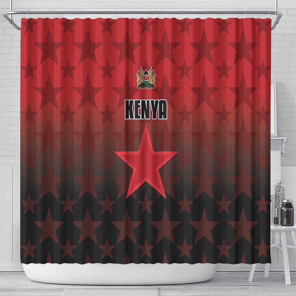 Kenya Football Shower Curtain Harambee Harambee Stars - Red Jersey - African Pride