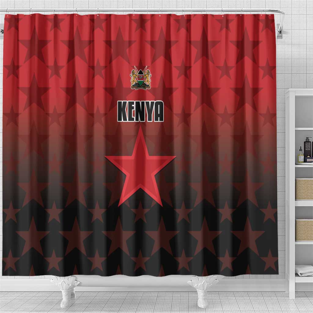 Kenya Football Shower Curtain Harambee Harambee Stars - Red Jersey - African Pride