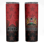 Custom Kenya Football Skinny Tumbler Harambee Harambee Stars - Red Jersey - African Pride