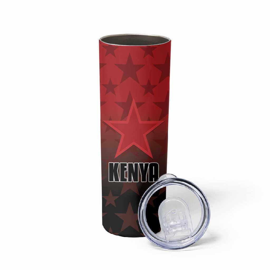 Custom Kenya Football Skinny Tumbler Harambee Harambee Stars - Red Jersey - African Pride