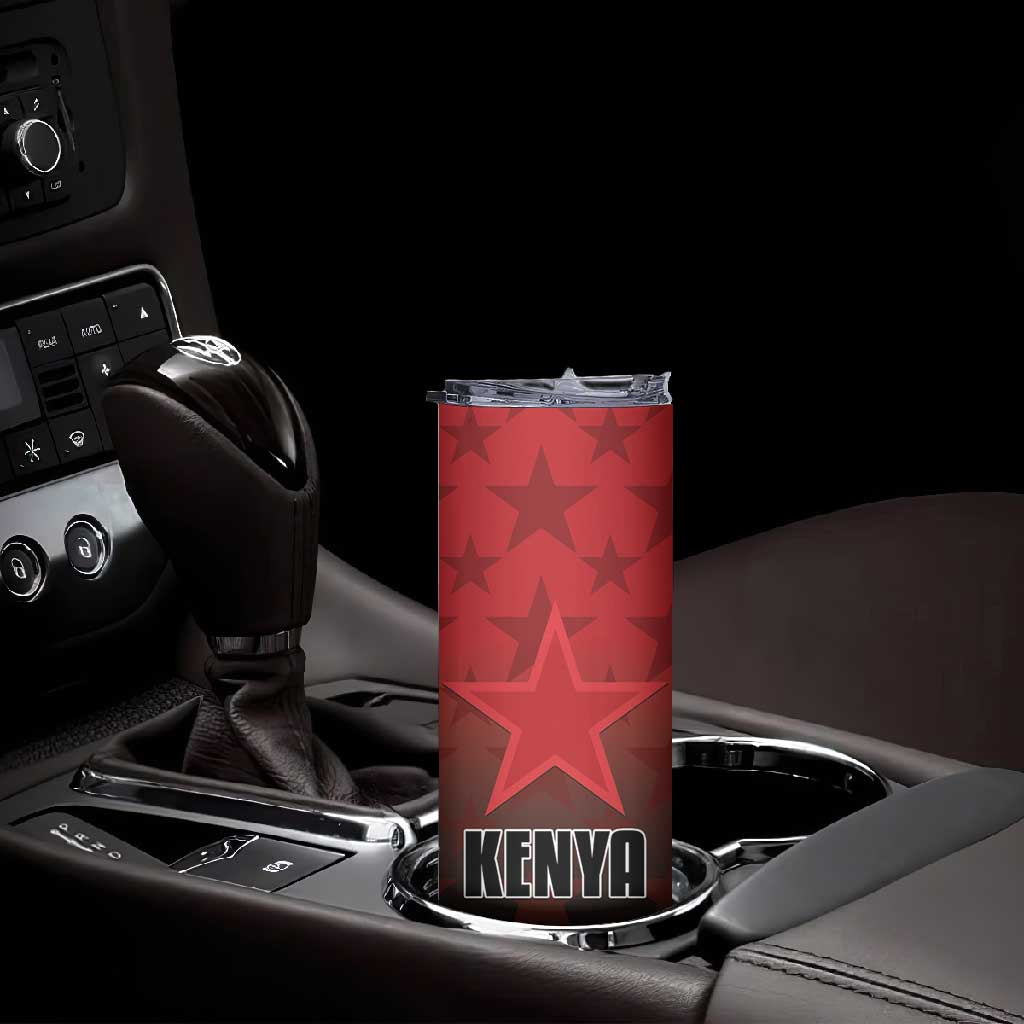 Custom Kenya Football Skinny Tumbler Harambee Harambee Stars - Red Jersey - African Pride