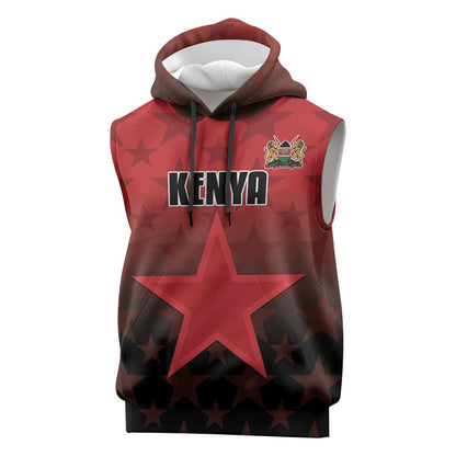Custom Kenya Football Sleeveless Hoodie Harambee Harambee Stars - Red Jersey - African Pride