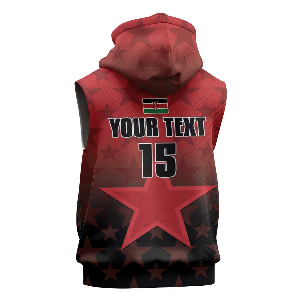 Custom Kenya Football Sleeveless Hoodie Harambee Harambee Stars - Red Jersey - African Pride