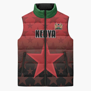 Custom Kenya Football Sleeveless Puffer Jacket Go Harambee Stars - Red Jersey