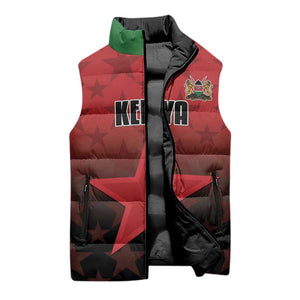 Custom Kenya Football Sleeveless Puffer Jacket Go Harambee Stars - Red Jersey